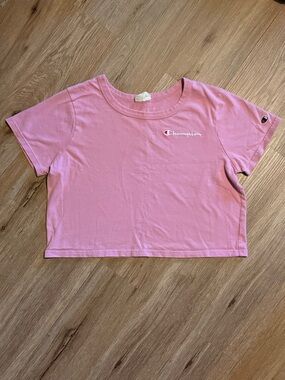 Champion Pink Cropped Logo Tee